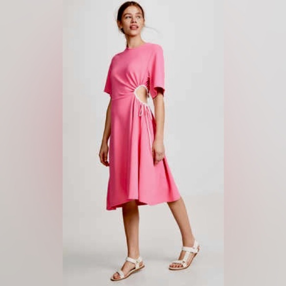 Like NEW See by Chloé Cut Out Midi Dress Medium M 8 10 Assymetrical Pink $415